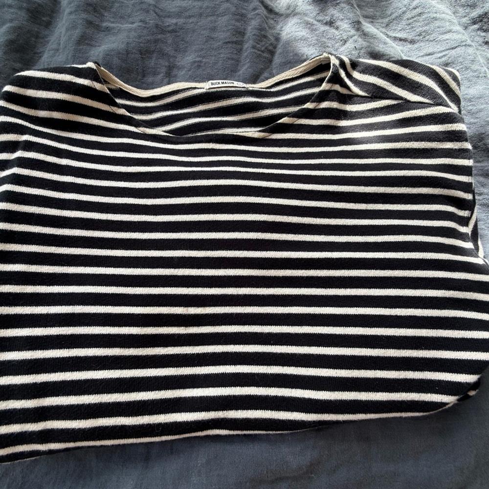 Buck Mason CATALINA BRETON TEE Women’s Size L, Black/Natural, EUC